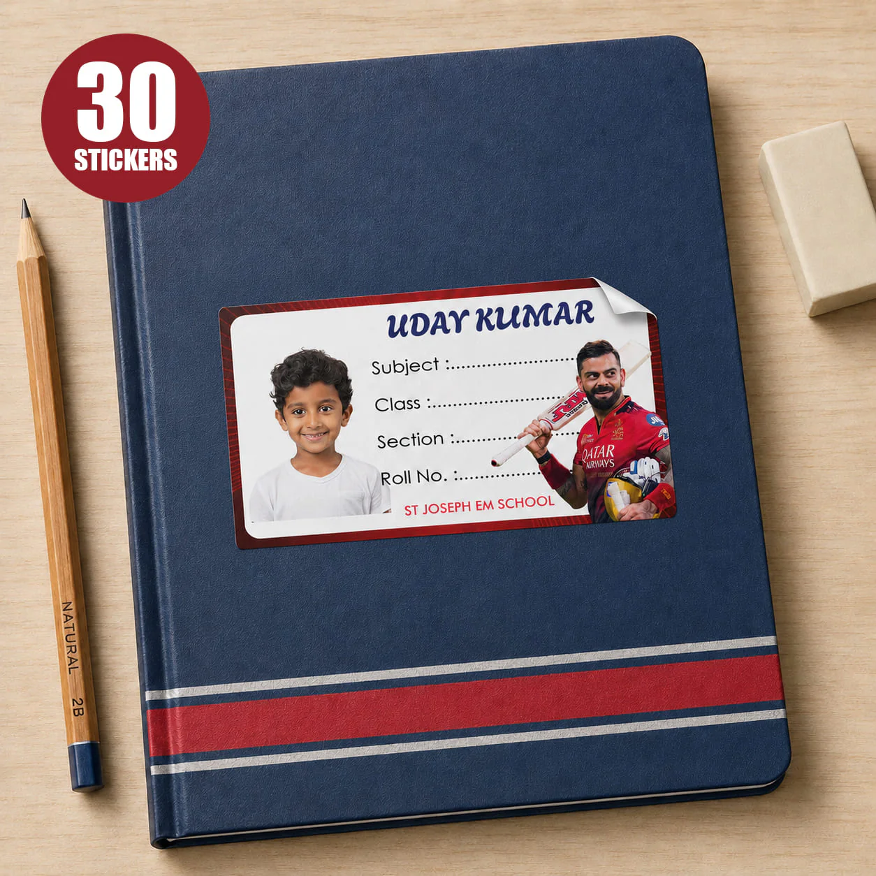 Cricket Team School Book Lables - Pack of 30